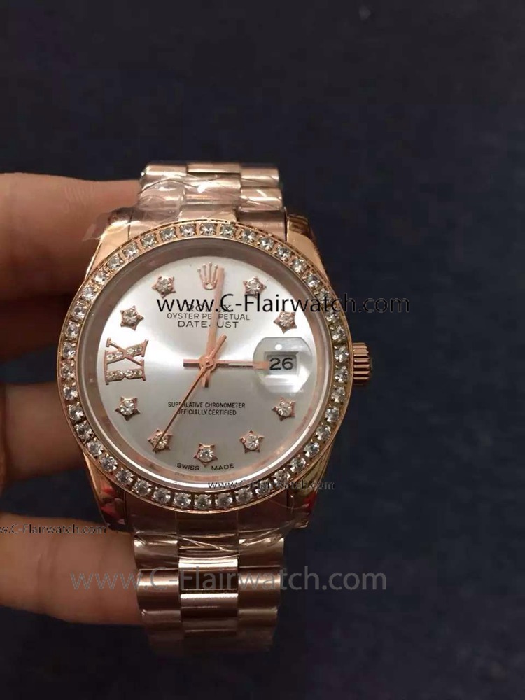 Replica Rolex Datejust Star Diamond Watch Rose Gold